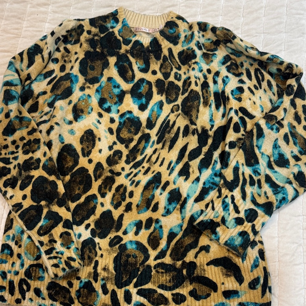 ESQUALO Leopard Print Sweater - Black and Tan